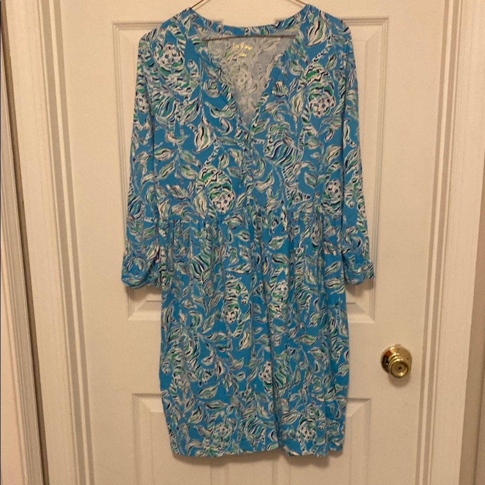 Lilly Pulitzer Blue and White V-Neck Sundress